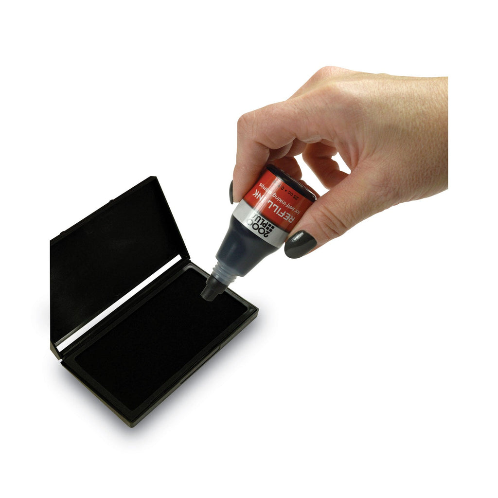 COSCO 2000PLUS Self-Inking Refill Ink, 0.9 oz. Bottle, Black