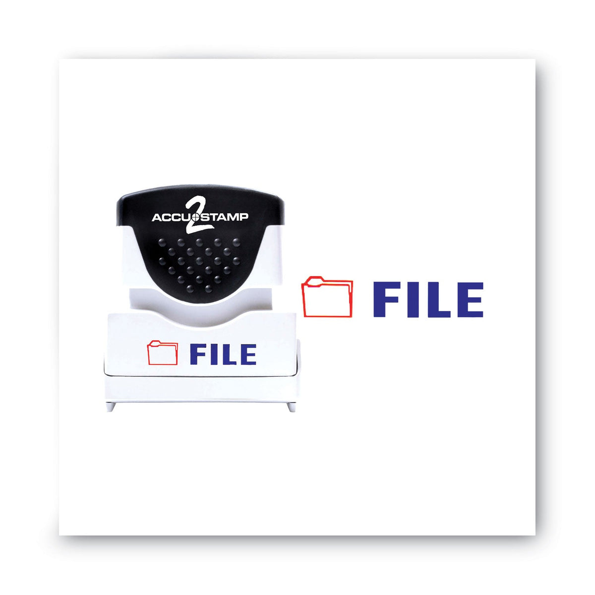 ACCUSTAMP2 Pre-Inked Shutter Stamp, Red/Blue, FILE, 1.63 x 0.5