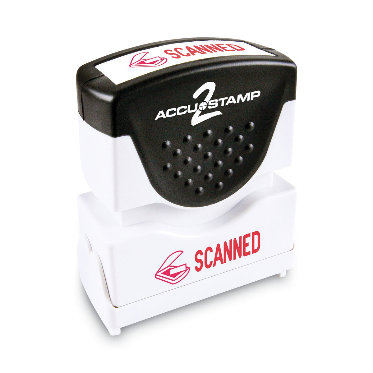 ACCUSTAMP2 Pre-Inked Shutter Stamp, Red, SCANNED, 1.63 x 0.5