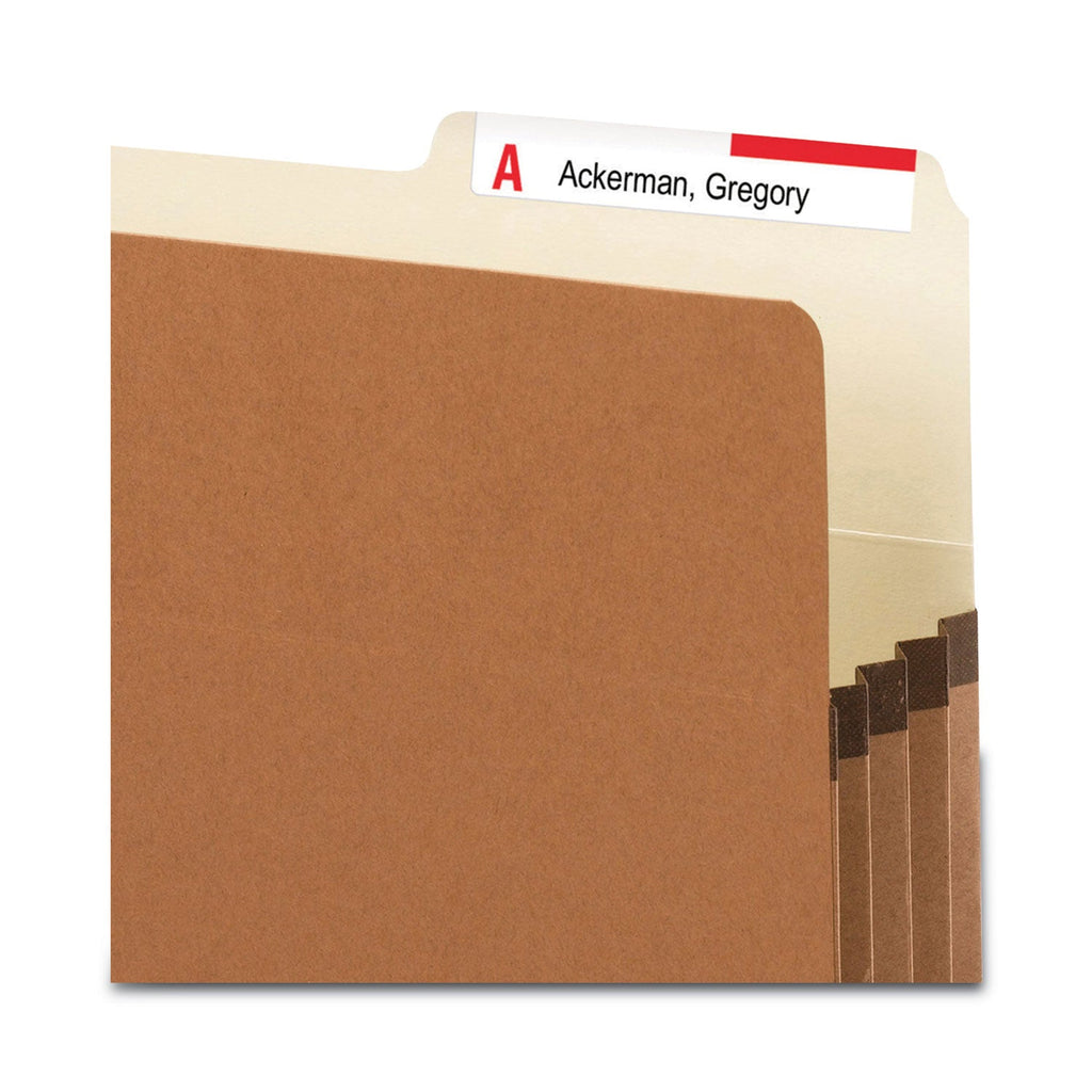 Smead Redrope Drop Front File Pockets with 2/5-Cut Guide Height Tabs, 3.5" Expansion, Legal Size, Redrope, 25/Box