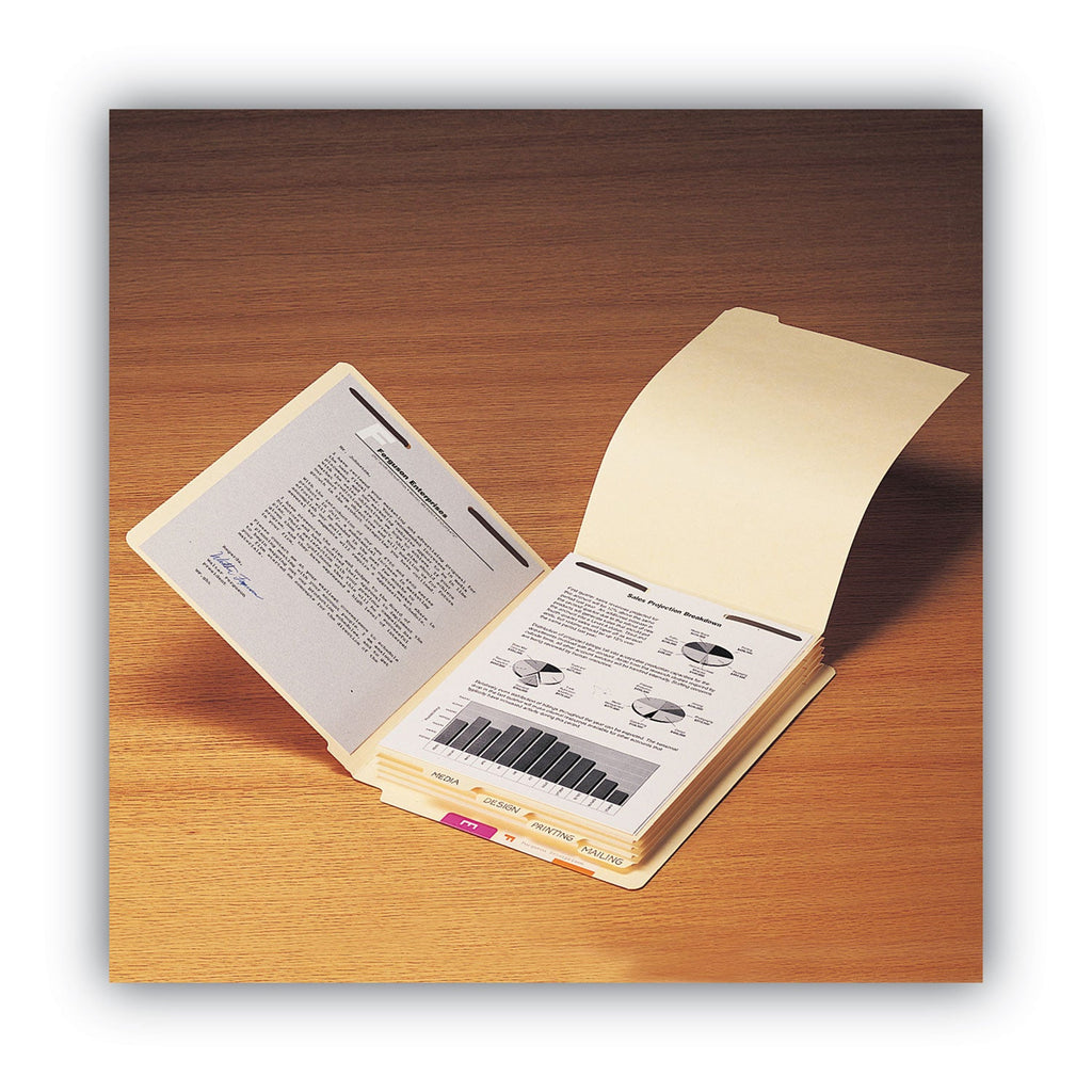 Smead Stackable Folder Dividers with Fasteners, 1/5-Cut End Tab, Legal Size, Manila, 50/Pack