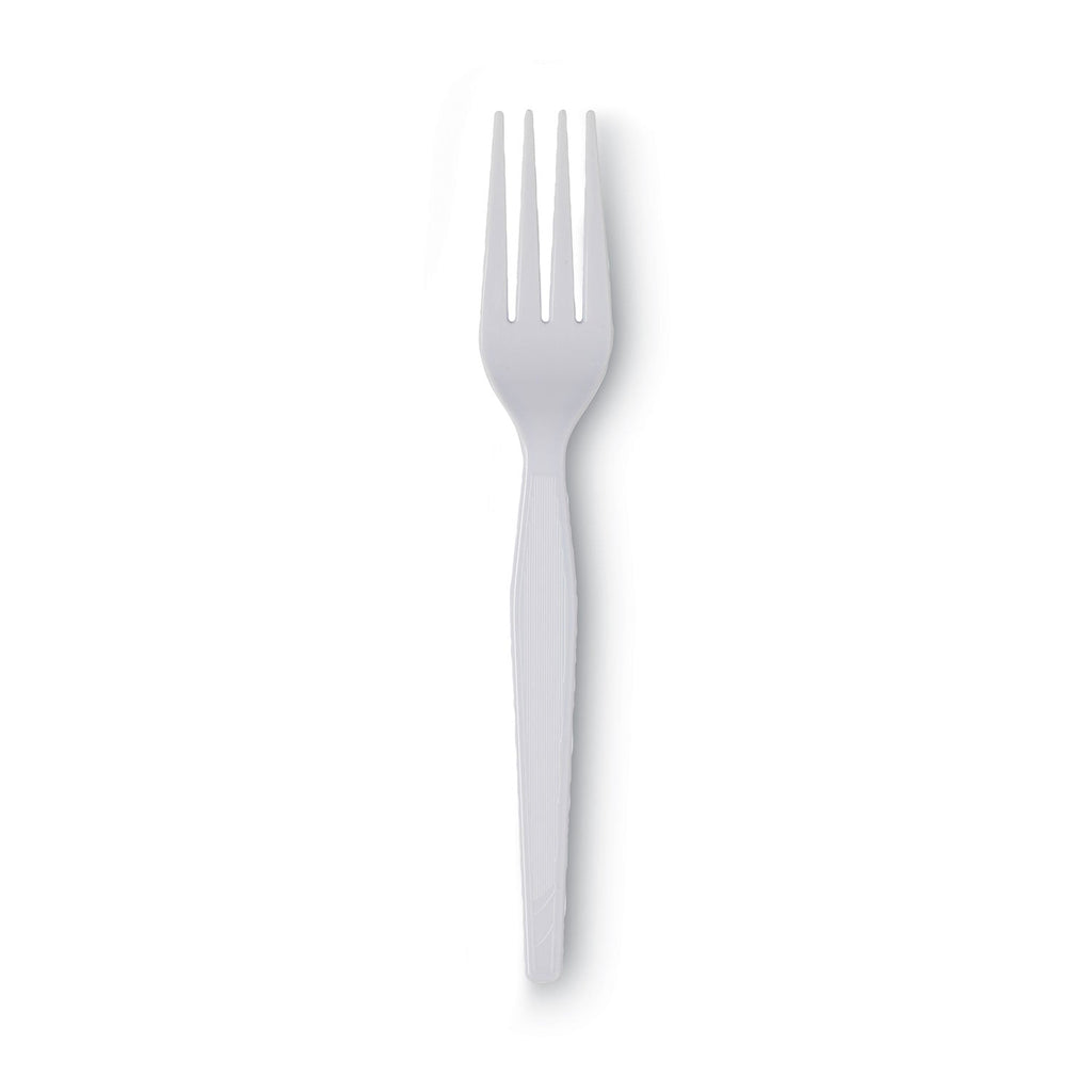 Dixie Plastic Cutlery, Heavyweight Forks, White, 1,000/Carton