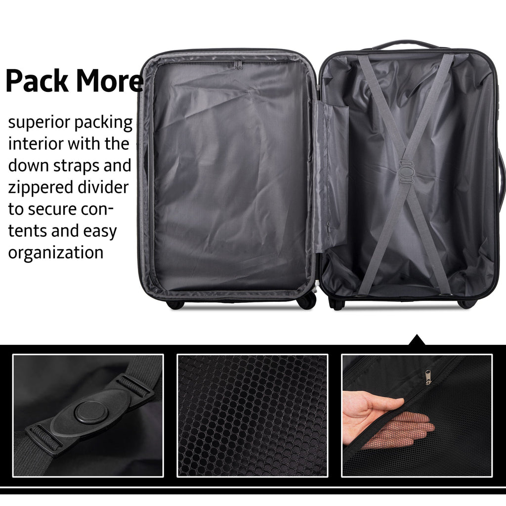 Blue 3 Piece Luggage Set Hardside Spinner Suitcase with TSA Lock 20" 24' 28" Available