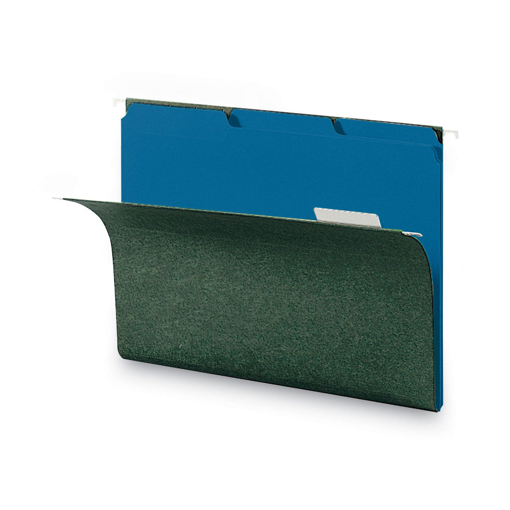 Smead Interior File Folders, 1/3-Cut Tabs: Assorted, Letter Size, 0.75" Expansion, Sky Blue, 100/Box