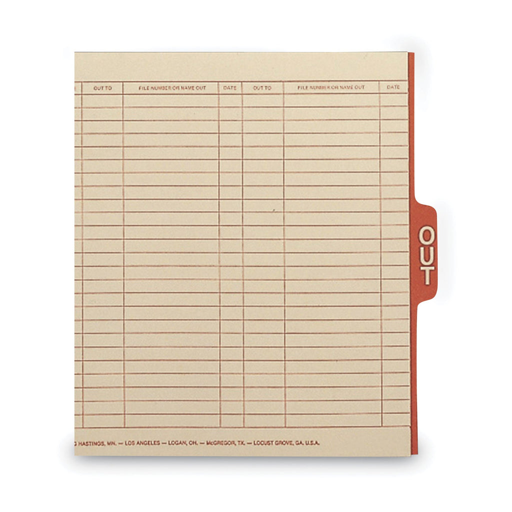 Smead Manila Out Guides with Printed Form, 1/5-Cut End Tab, Out, 8.5 x 11, Manila, 100/Box