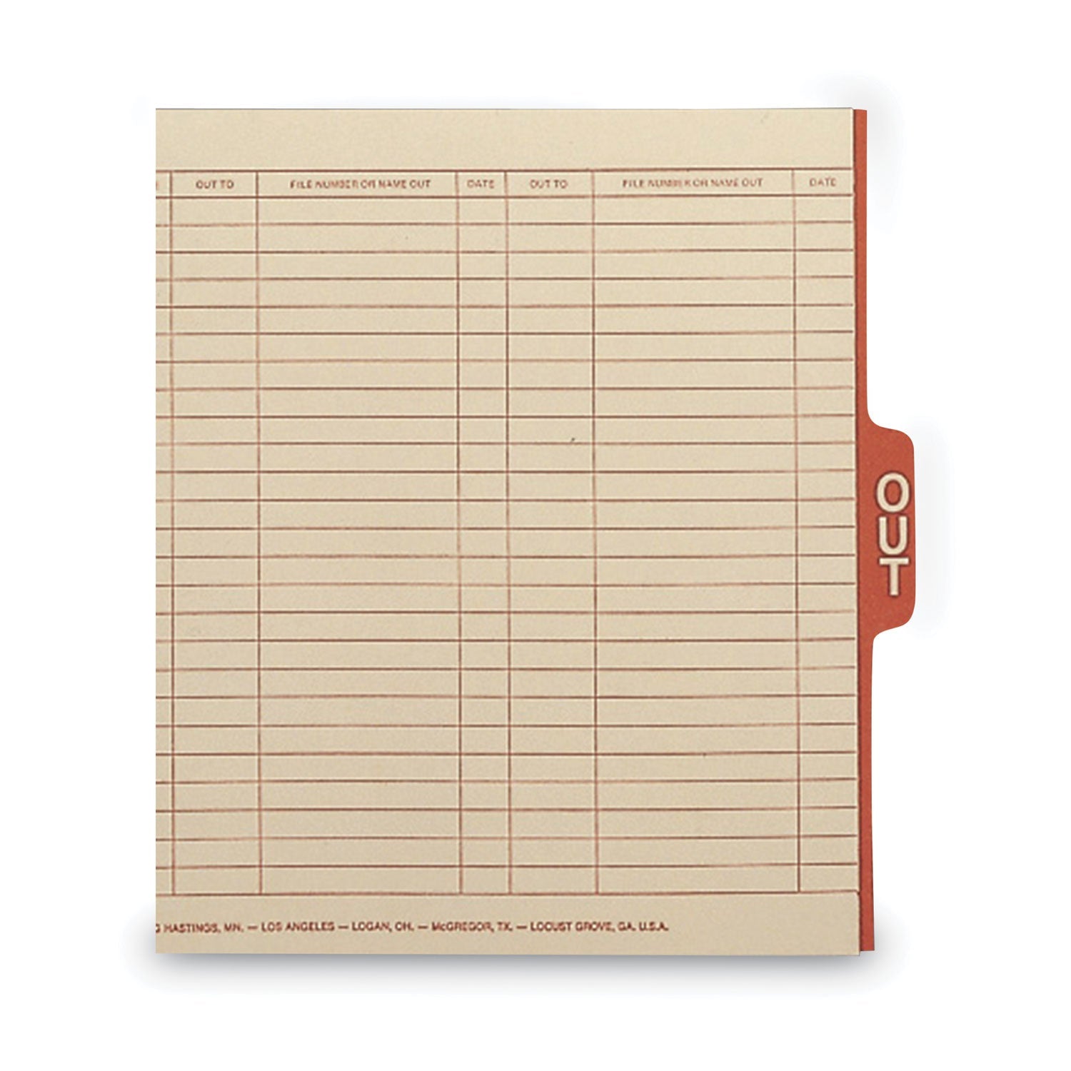 Smead Manila Out Guides with Printed Form, 1/5-Cut End Tab, Out, 8.5 x 11, Manila, 100/Box