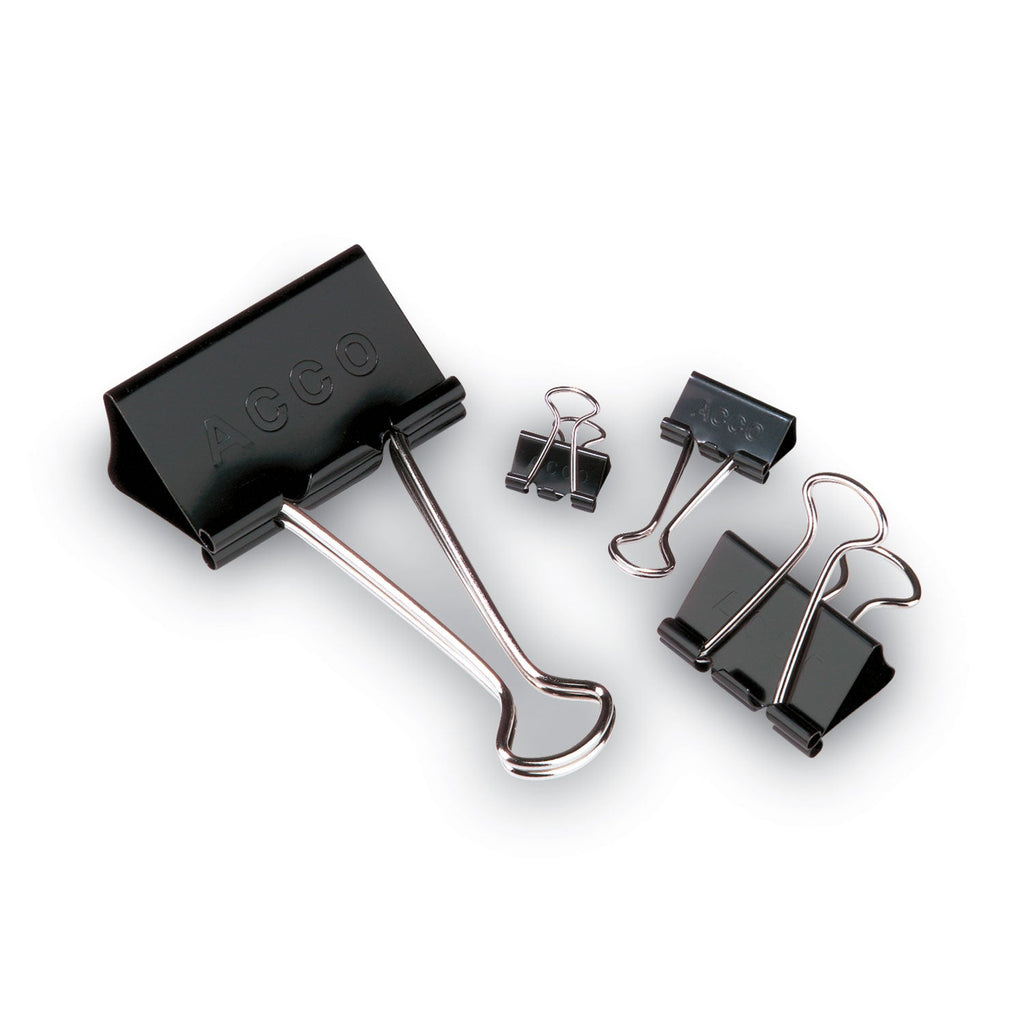 ACCO Binder Clips, Large, Black/Silver, Dozen