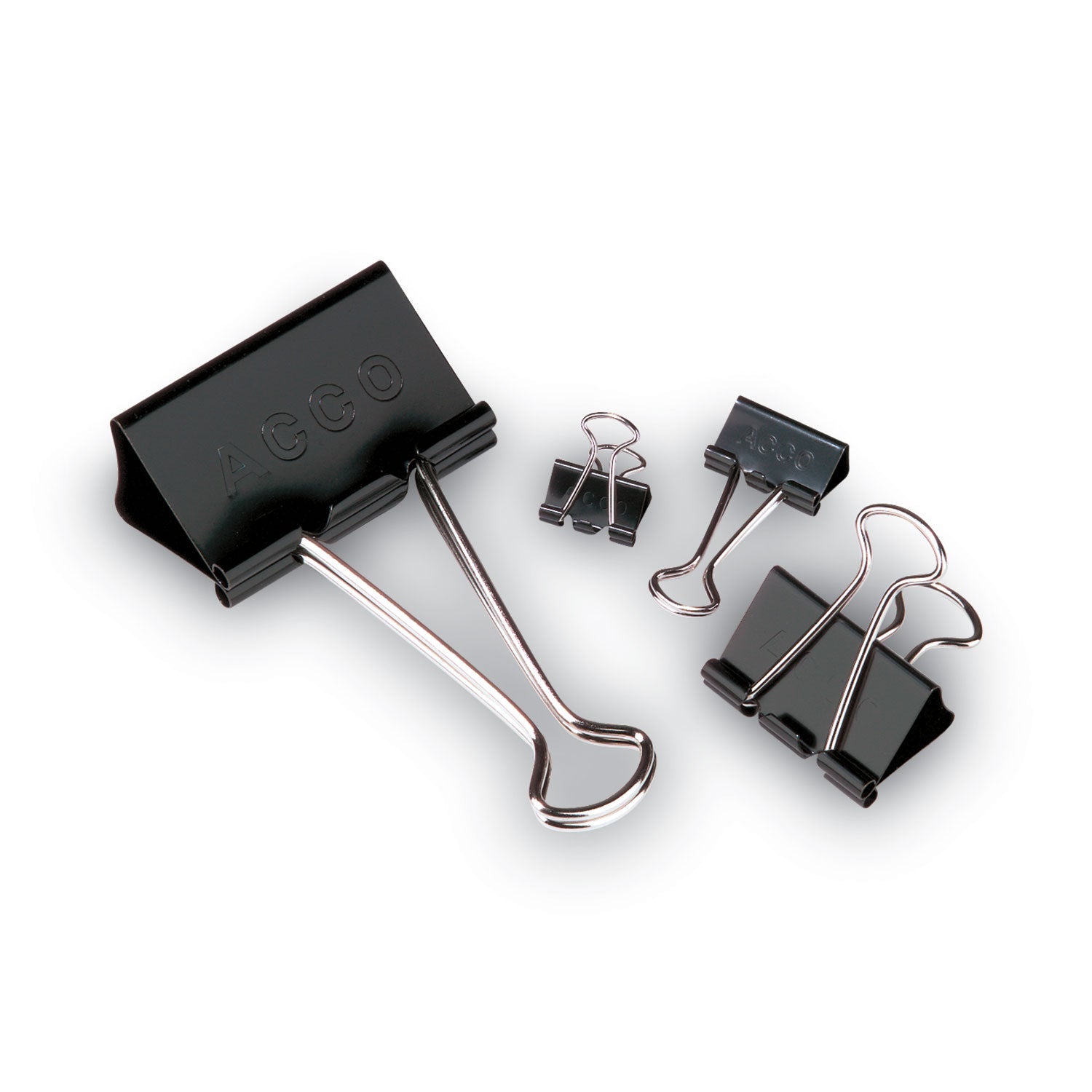 ACCO Binder Clips, Large, Black/Silver, Dozen