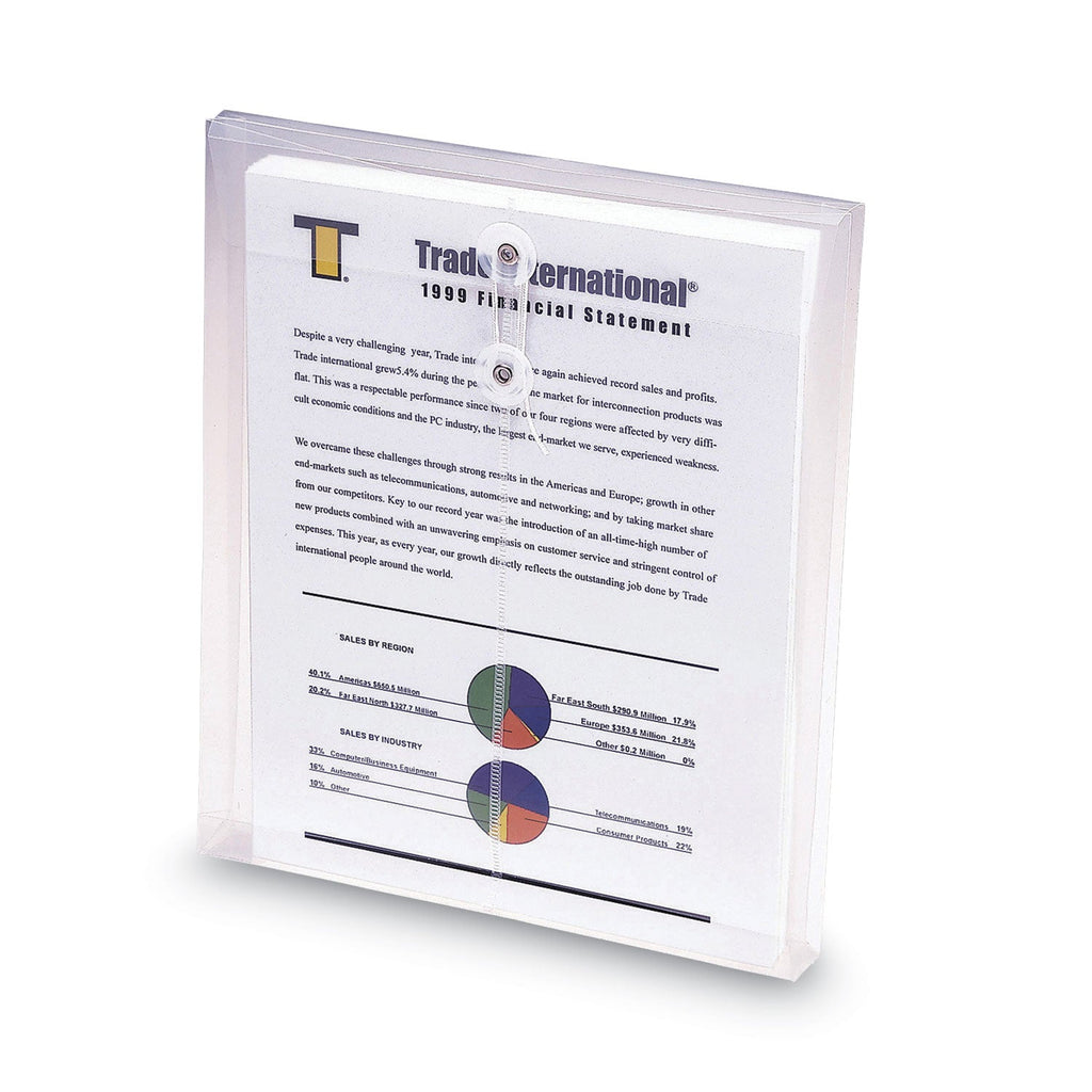 Smead Poly String and Button Interoffice Envelopes, Open-End (Vertical), 9.75 x 11.63, Clear, 5/Pack