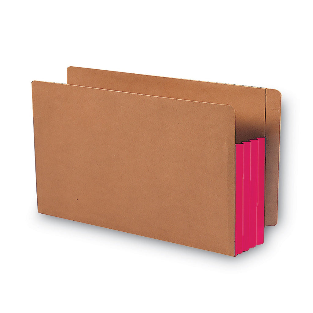 Smead Redrope Drop-Front End Tab File Pockets, Fully Lined 6.5" High Gussets, 3.5" Expansion, Legal Size, Redrope/Red, 10/Box