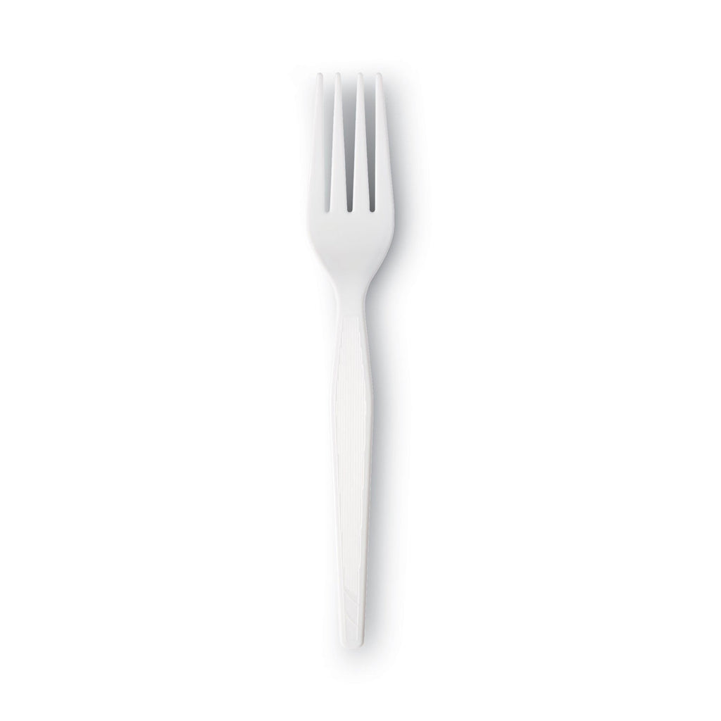 Dixie Plastic Cutlery, Heavyweight Forks, White, 1,000/Carton