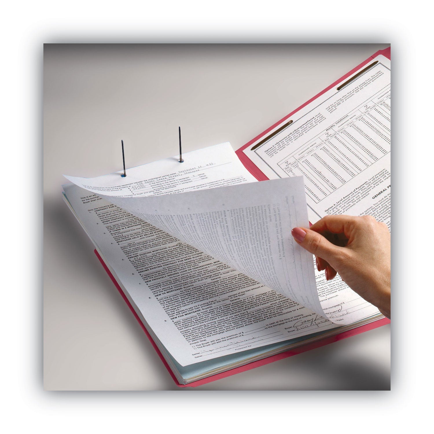 Smead WaterShed CutLess Reinforced Top Tab Fastener Folders, 2 Fasteners, Letter Size, Red Exterior, 50/Box