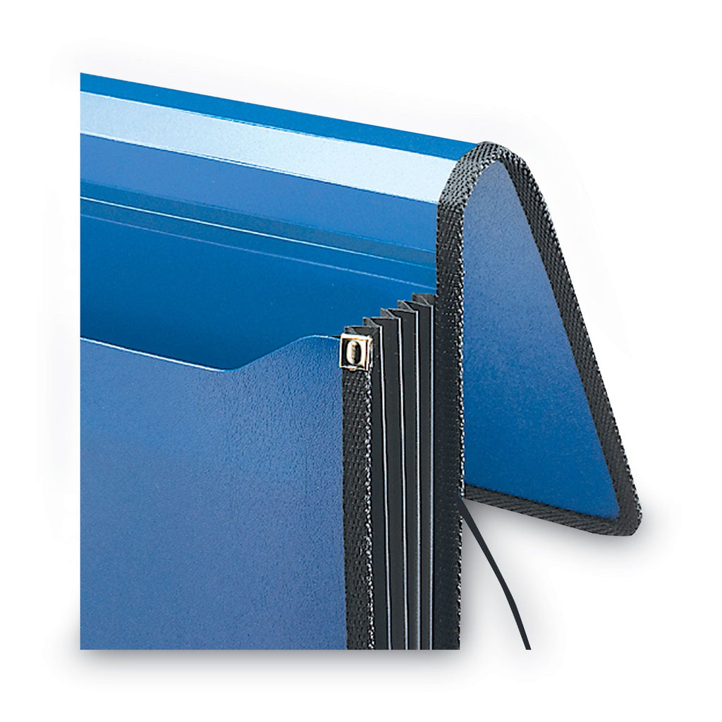 Smead Poly Premium Wallets, 5.25" Expansion, 1 Section, Elastic Cord Closure, Letter Size, Navy Blue