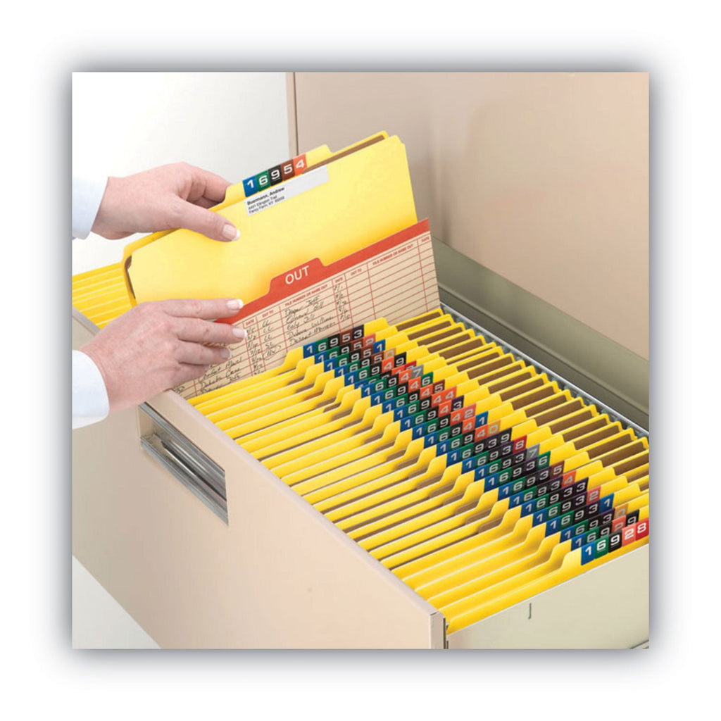 Smead 100% Recycled Pressboard Classification Folders, 2 Dividers, Letter Size, Yellow, 10/Box