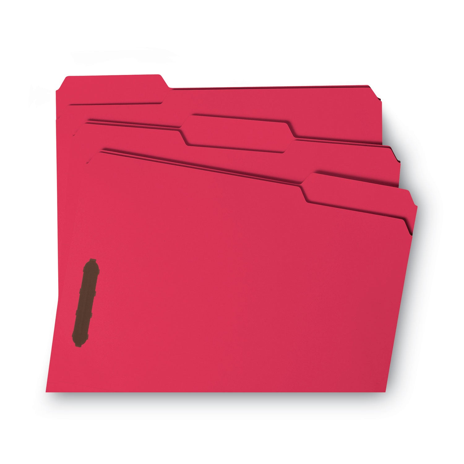 Smead WaterShed CutLess Reinforced Top Tab Fastener Folders, 2 Fasteners, Letter Size, Red Exterior, 50/Box