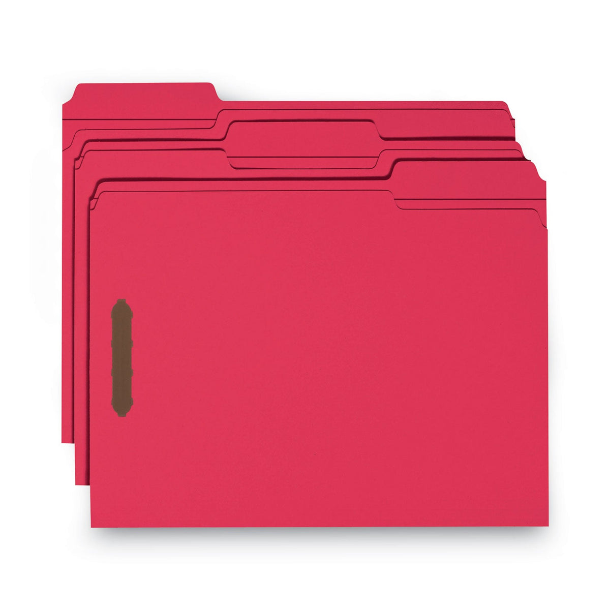 Smead WaterShed CutLess Reinforced Top Tab Fastener Folders, 2 Fasteners, Letter Size, Red Exterior, 50/Box
