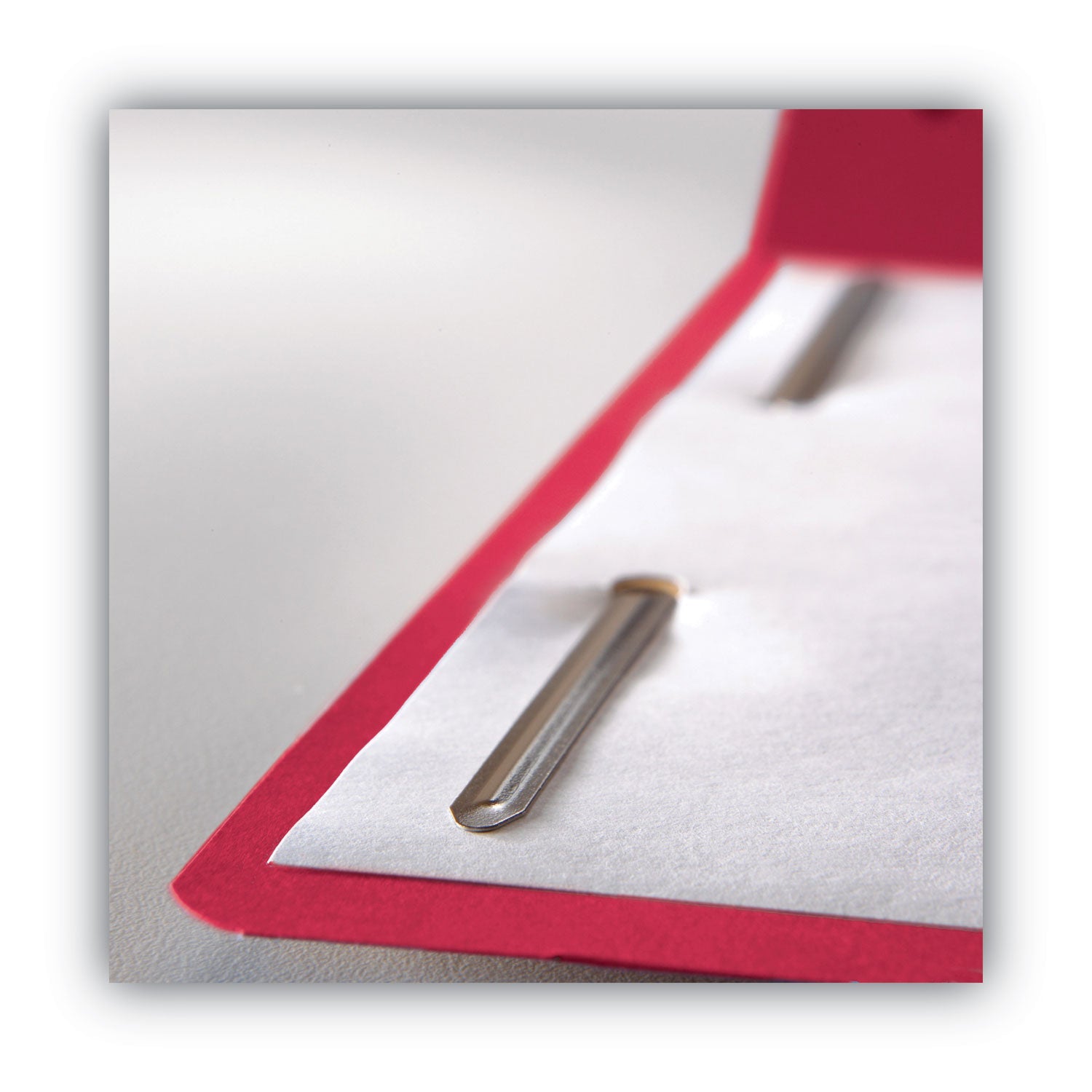 Smead WaterShed CutLess Reinforced Top Tab Fastener Folders, 2 Fasteners, Letter Size, Red Exterior, 50/Box