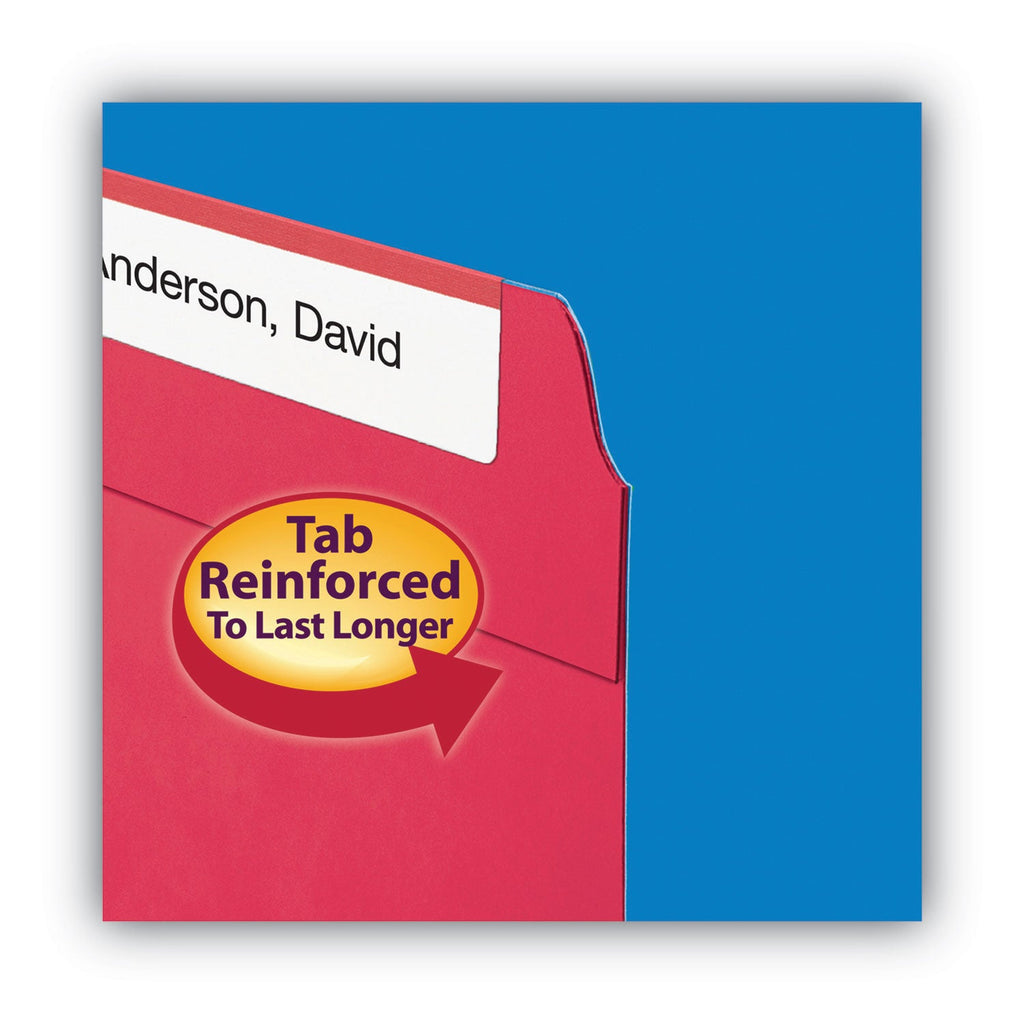 Smead WaterShed CutLess Reinforced Top Tab Fastener Folders, 2 Fasteners, Letter Size, Red Exterior, 50/Box