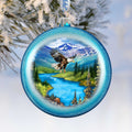 Alaska Eagle Mountain Landscape Glass Christmas Ornament – Wildlife Holiday Splendor Ornament by G. DeBrekht – 744-050