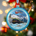 Alaska Railroad Christmas Glass Ornament – Santa Train Mountain Scene Holiday Splendor Ornament by G. DeBrekht – 744-052