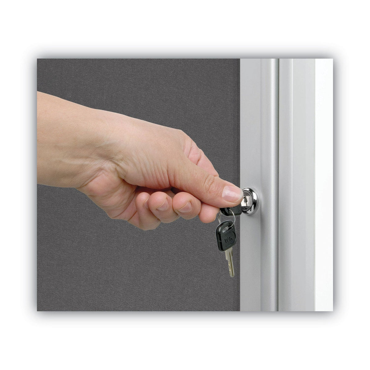 MasterVision Slim-Line Enclosed Fabric Bulletin Board, 28 x 38, Aluminum Case