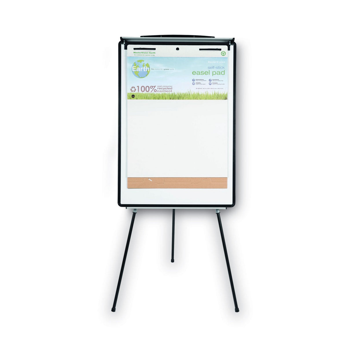MasterVision Magnetic Gold Ultra Dry Erase Tripod Easel with Extension Arms, 32" to 72", Black/Silver