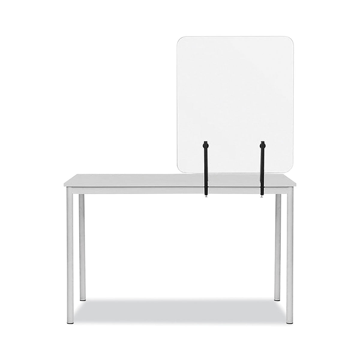 MasterVision Protector Series Frameless Glass Desktop Divider, 23.6 x 0.16 x 35.4, Clear/Aluminum