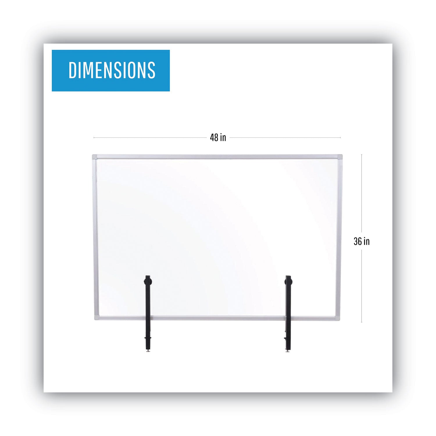 MasterVision Protector Series Glass Aluminum Desktop Divider, 47.2 x 0.16 x 35.4, Clear