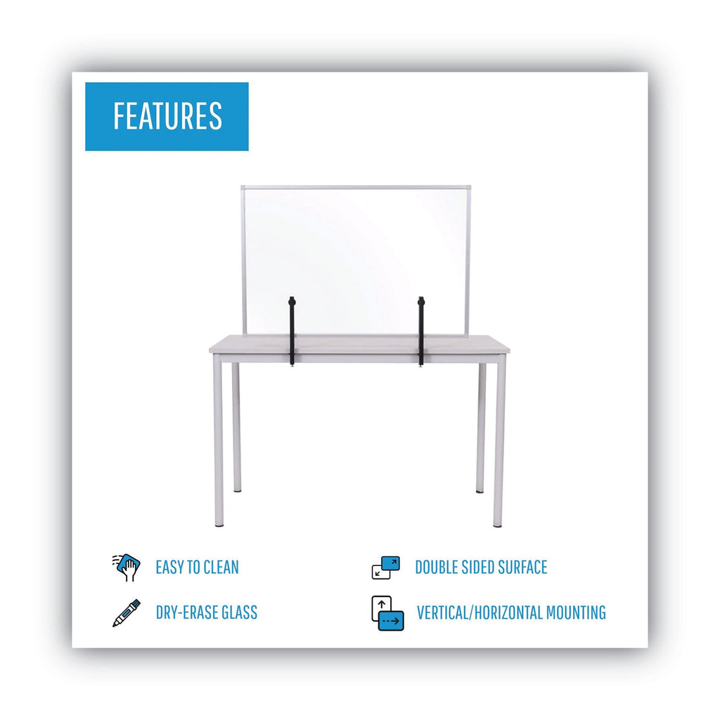 MasterVision Protector Series Glass Aluminum Desktop Divider, 47.2 x 0.16 x 35.4, Clear