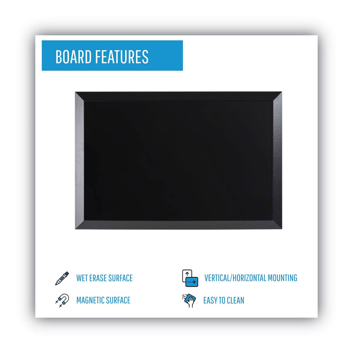 MasterVision Kamashi Wet-Erase Board, 48 x 36, Black Frame