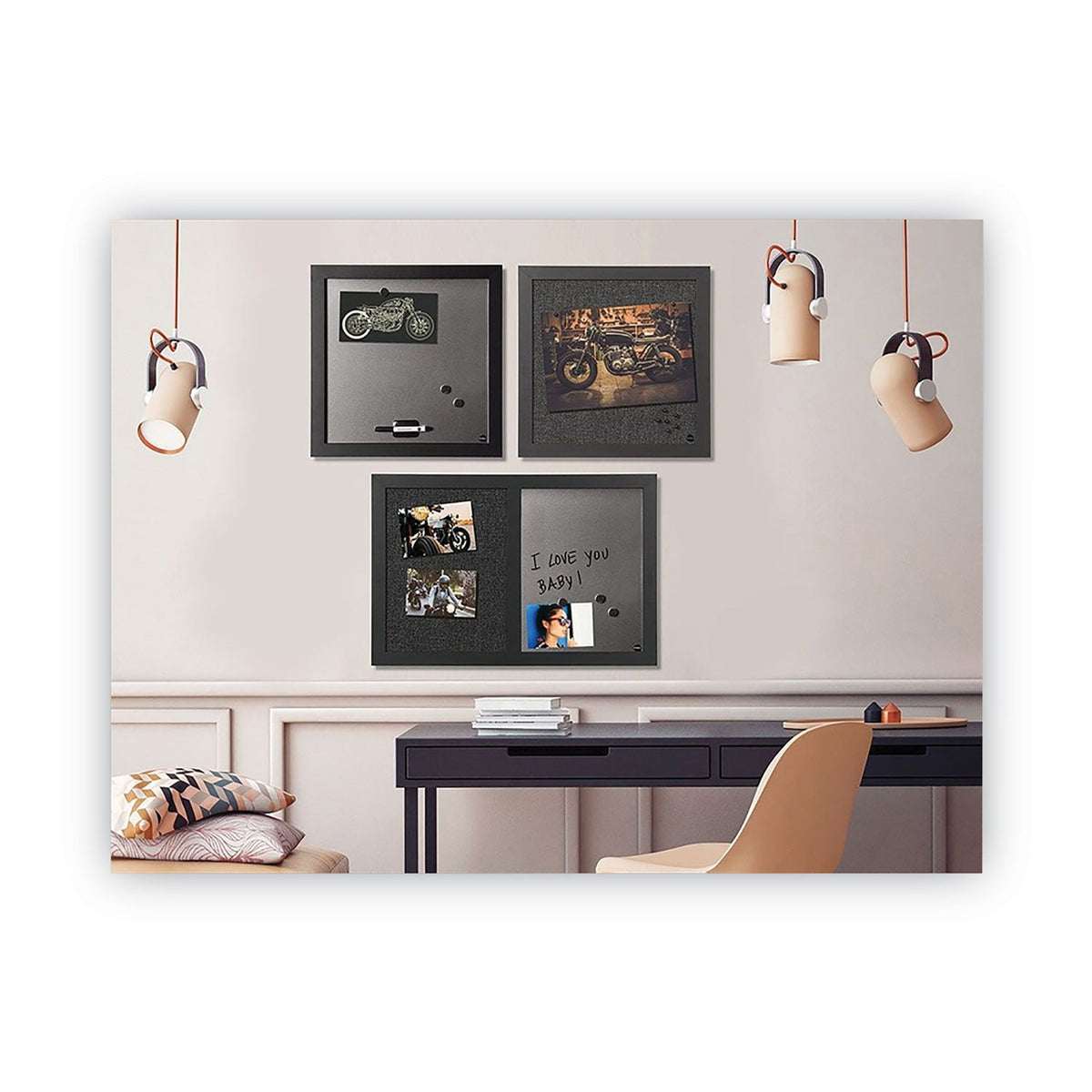 MasterVision Combo Bulletin Board, Bulletin/Dry Erase, 24X18, Black Frame