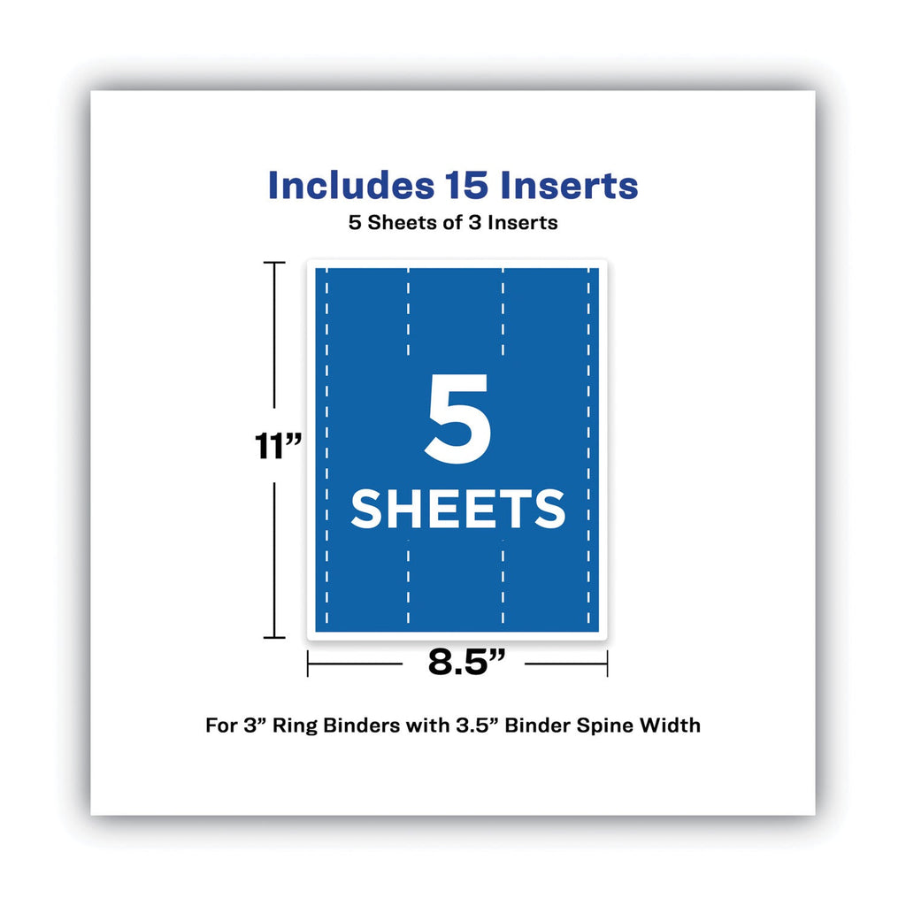 Avery Binder Spine Inserts, 3" Spine Width, 3 Inserts/Sheet, 5 Sheets/Pack
