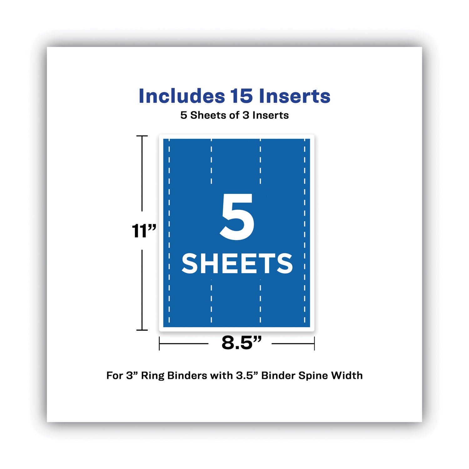 Avery Binder Spine Inserts, 3" Spine Width, 3 Inserts/Sheet, 5 Sheets/Pack