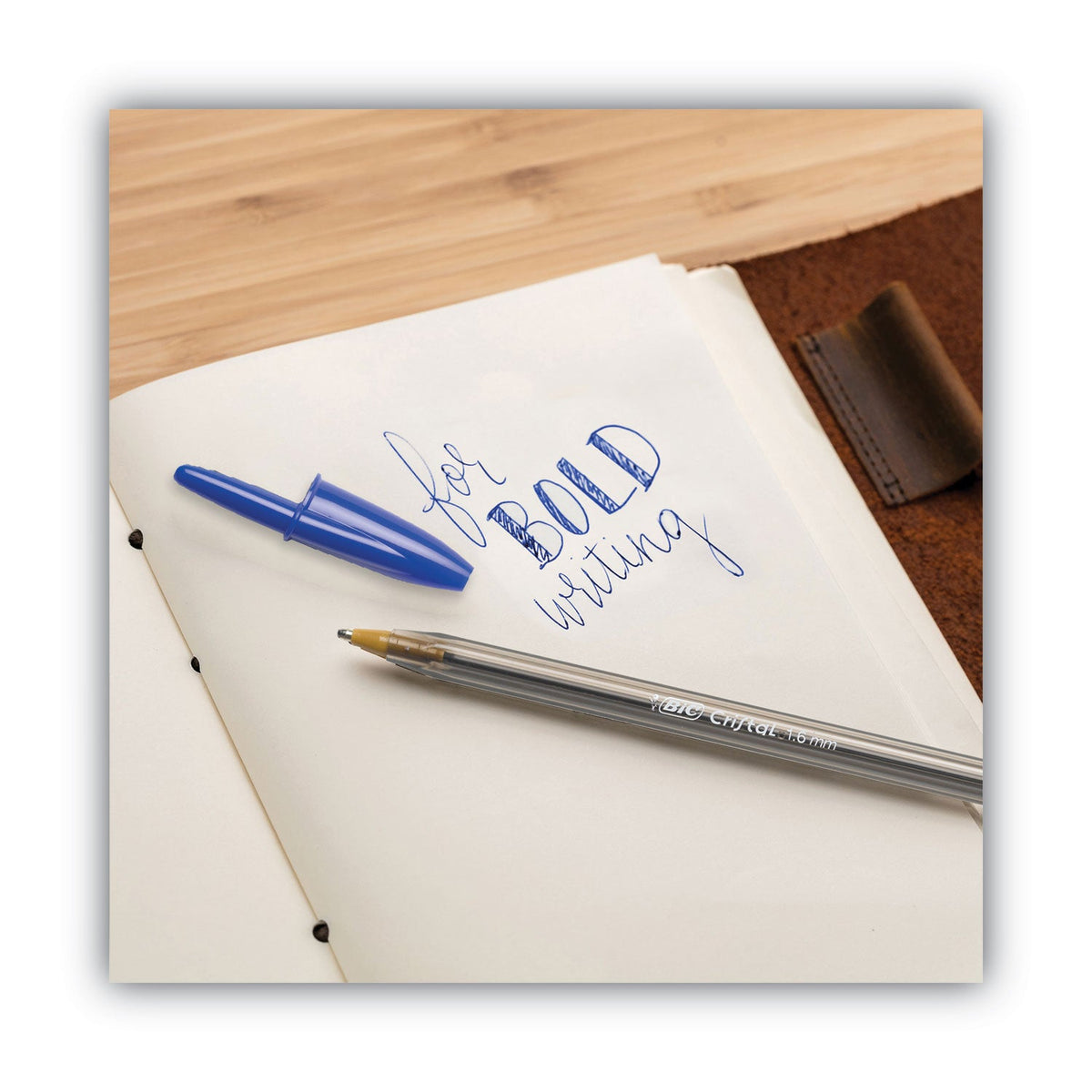 BIC Cristal Xtra Bold Ballpoint Pen, Stick, Bold 1.6 mm, Blue Ink, Clear Barrel, Dozen