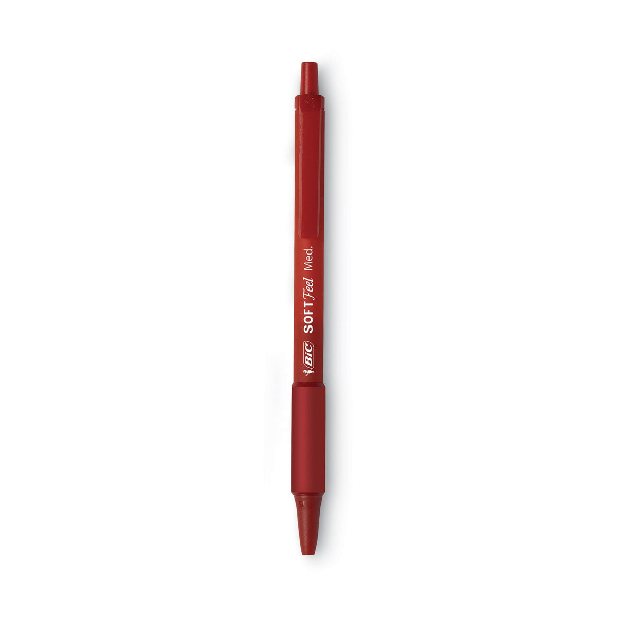 BIC Soft Feel Ballpoint Pen, Retractable, Medium 1 mm, Red Ink, Red Barrel, Dozen