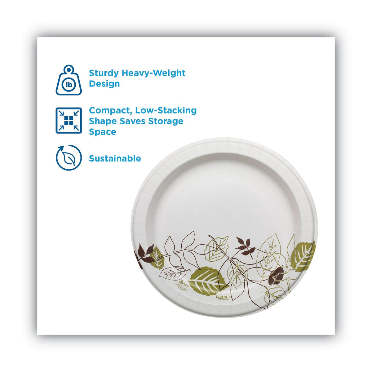 Dixie Pathways Soak Proof Shield Heavyweight Paper Plates, 10.13" dia, Green/Burgundy, 125/Pack
