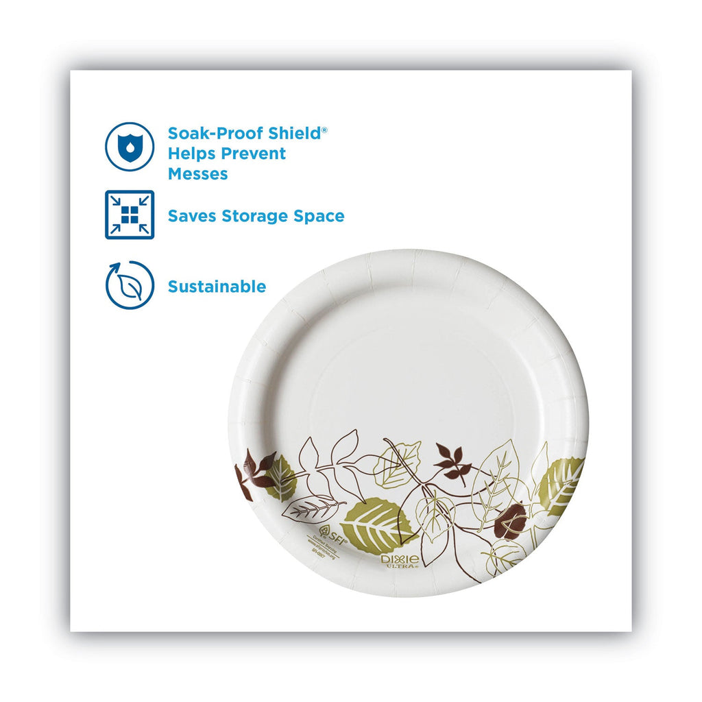 Dixie Pathways Soak-Proof Shield Mediumweight Paper Plates, WiseSize, 6.88" dia, Green/Burgundy, 500/Carton