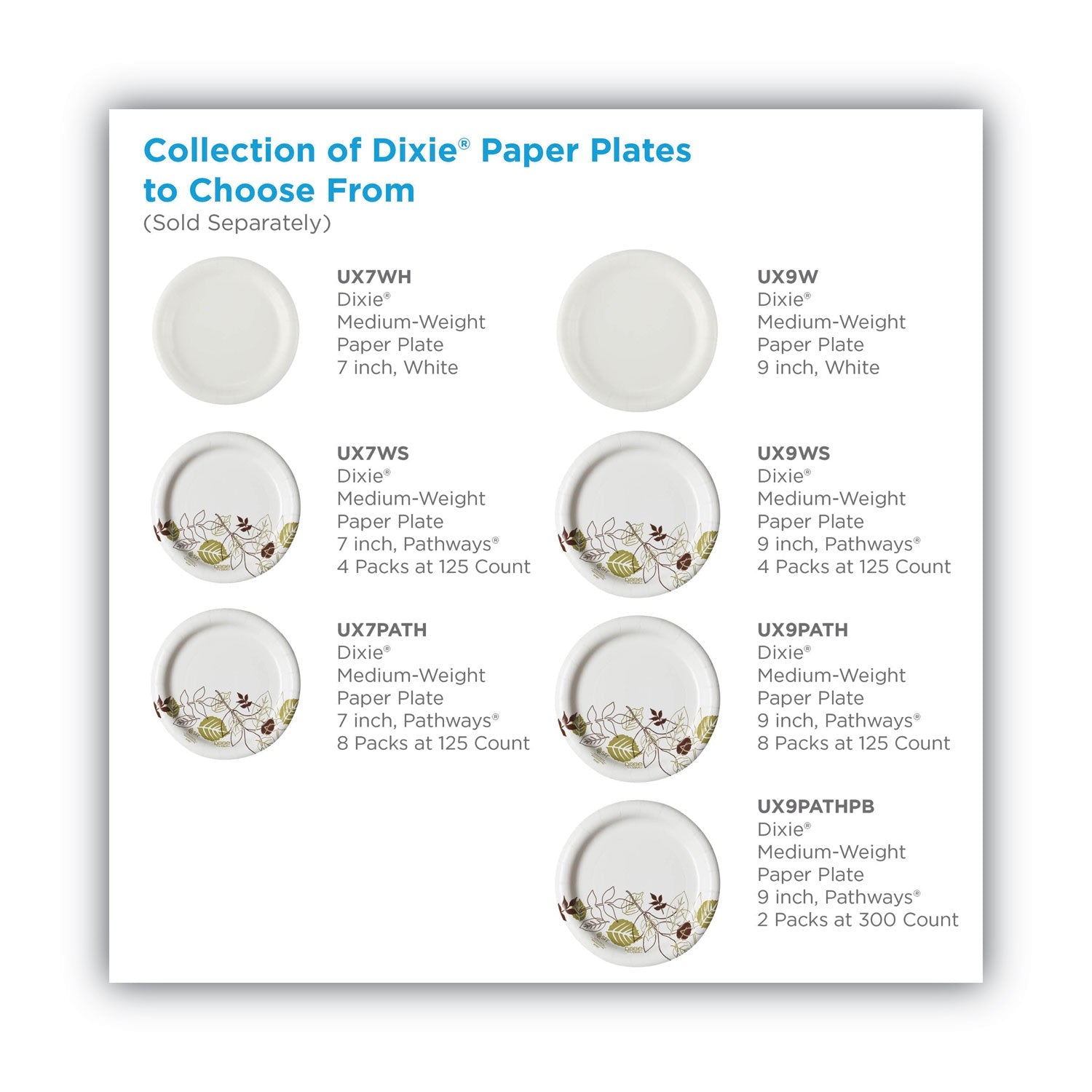 Dixie Pathways Soak-Proof Shield Mediumweight Paper Plates, 8.5" dia, Green/Burgundy, 125/Pack