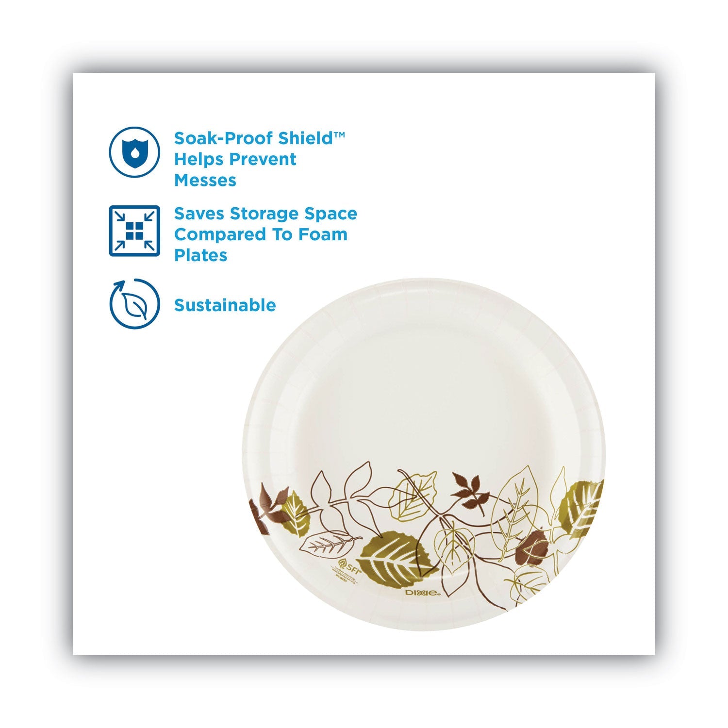 Dixie Pathways Soak-Proof Shield Mediumweight Paper Plates, 8.5" dia, Green/Burgundy, 1,000/Carton