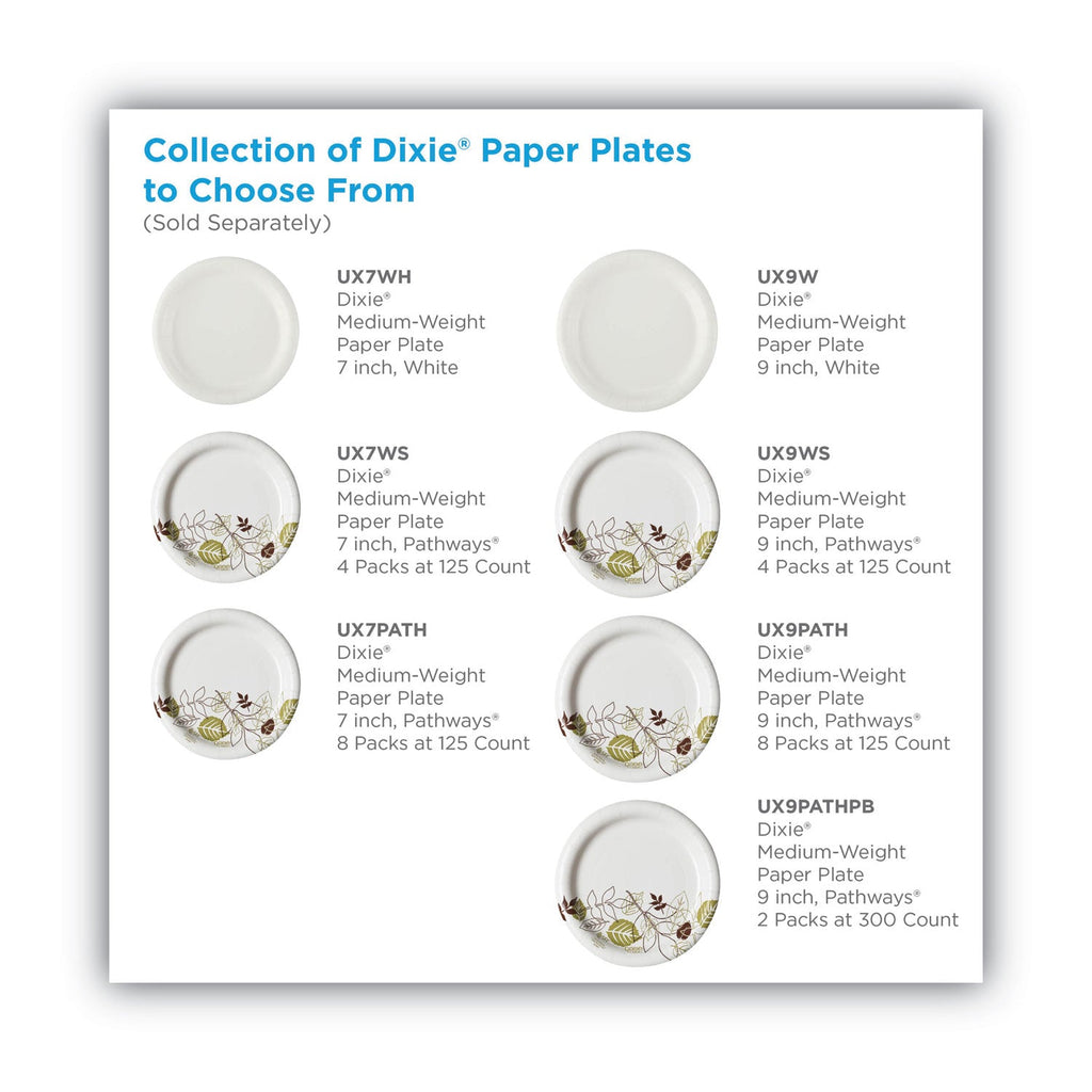 Dixie Pathways Soak-Proof Shield Mediumweight Paper Plates, 8.5" dia, Green/Burgundy, 1,000/Carton
