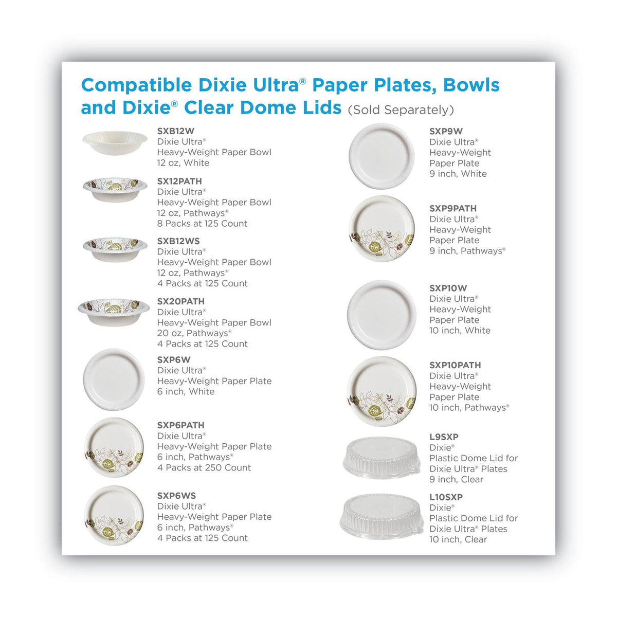 Dixie Pathways Soak Proof Shield Heavyweight Paper Plates, 8.5" dia, Green/Burgundy, 125/Pack