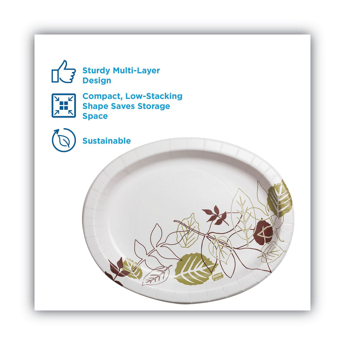 Dixie Pathways Heavyweight Oval Platters, 8.5 x 11, Green/Burgundy, 125/Pack