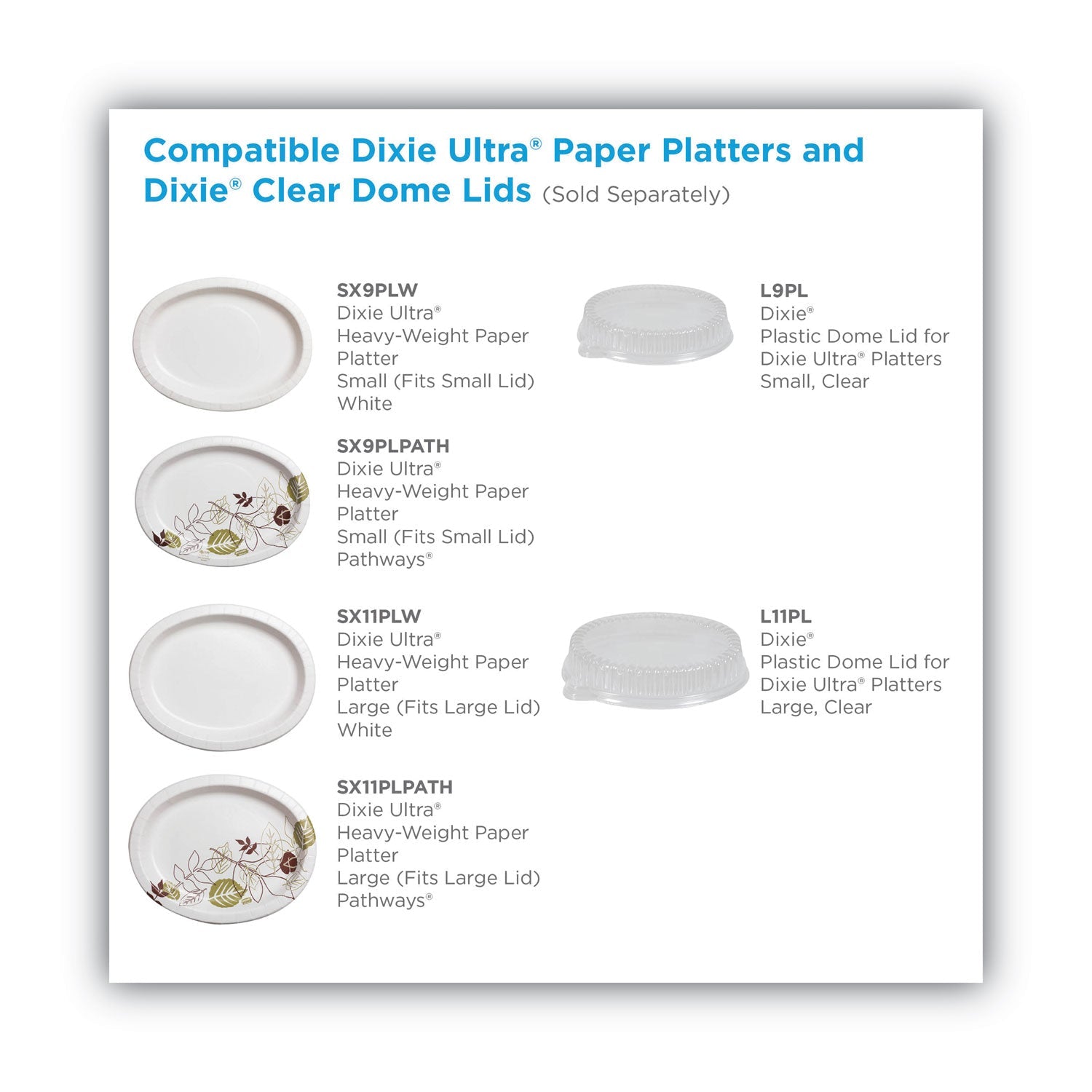 Dixie Pathways Heavyweight Oval Platters, 8.5 x 11, Green/Burgundy, 125/Pack