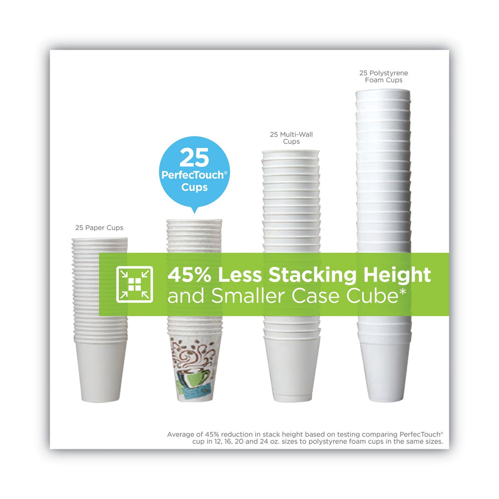 Dixie PerfecTouch Paper Hot Cups and Lids Combo, 12 oz, Multicolor, 50 Cups/Lids/Pack