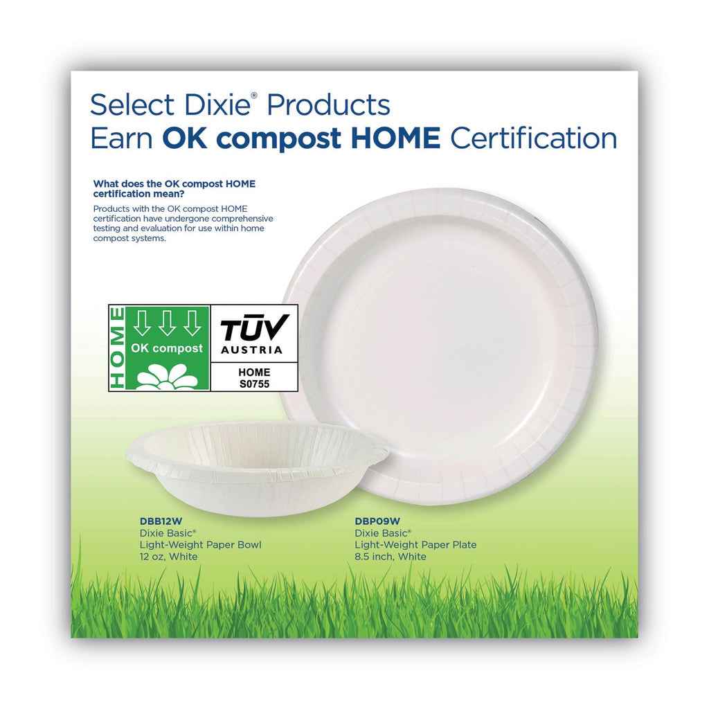 Dixie Paper Dinnerware, Bowls, 12 oz, White, 1,000/Carton