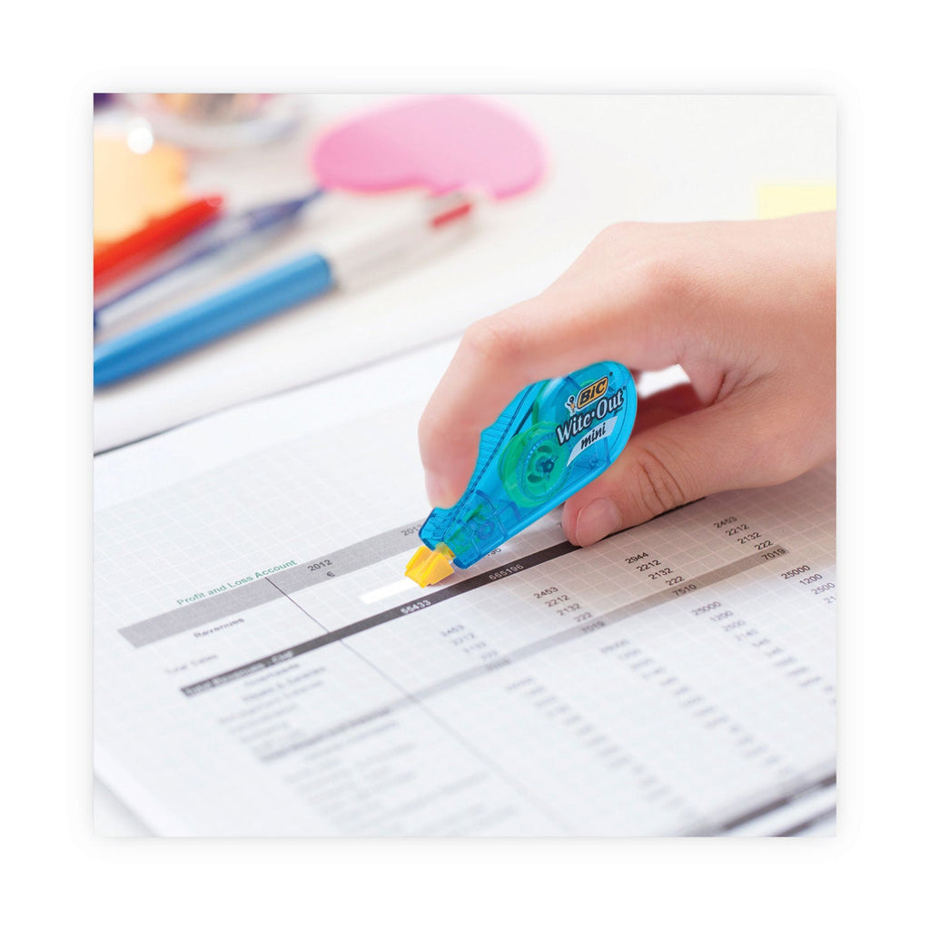 BIC Wite-Out Brand Mini Correction Tape, Non-Refillable, 0.2" x 26.2 ft, Assorted
