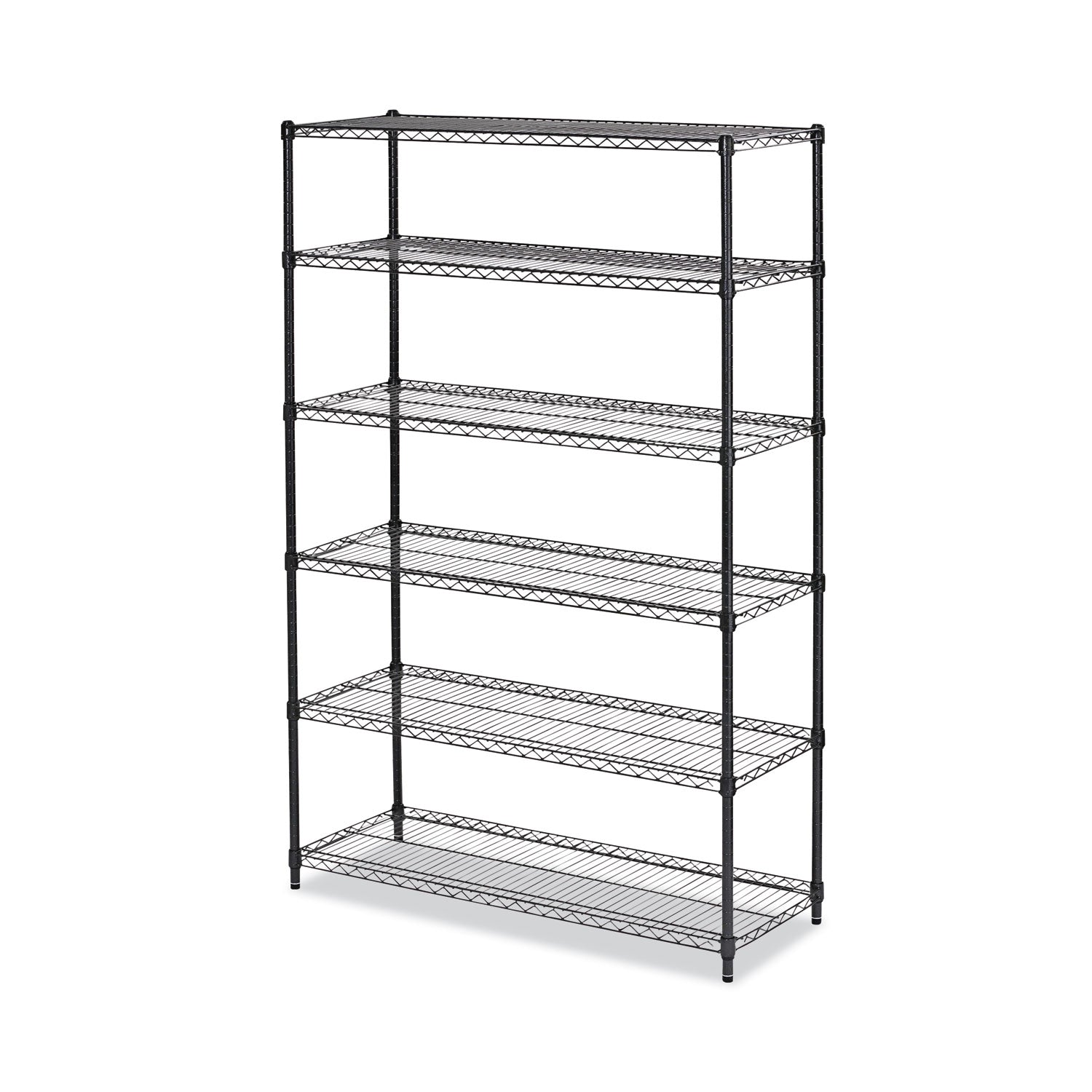 Alera NSF Certified 6-Shelf Wire Shelving Kit, 48w x 18d x 72h, Black Anthracite