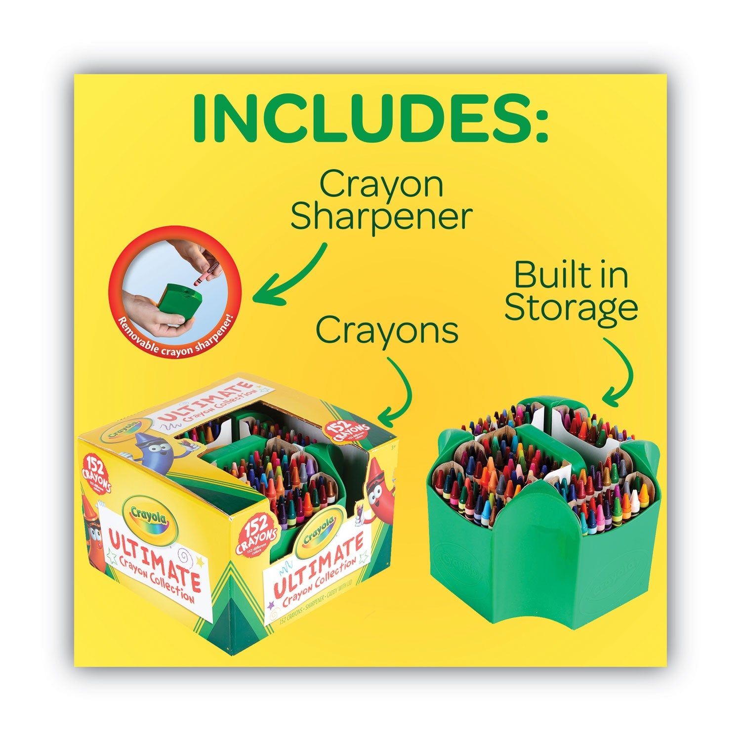 Crayola Ultimate Crayon Case, Sharpener Caddy, 152 Colors