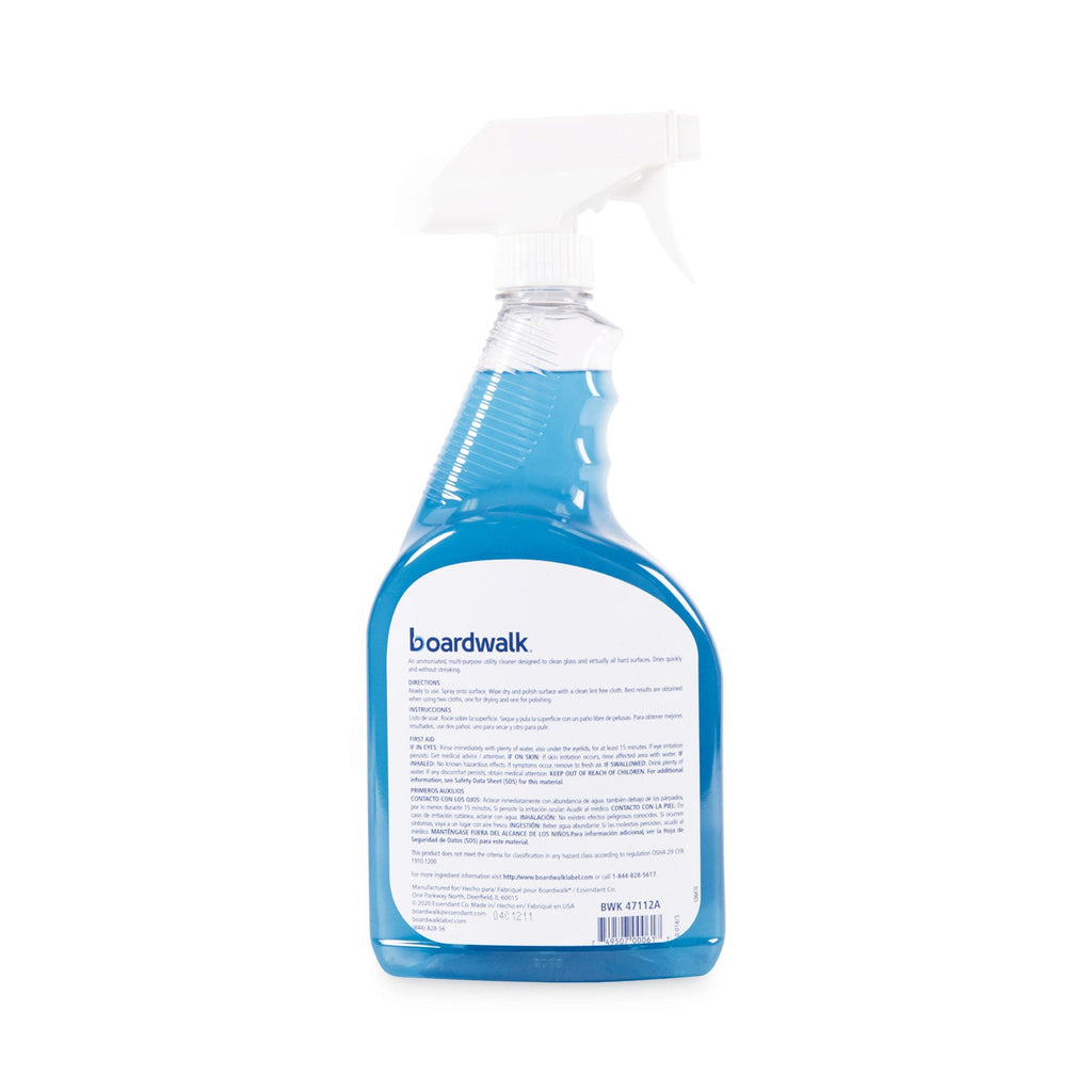 Boardwalk Industrial Strength Glass Cleaner with Ammonia, 32 oz Trigger Spray Bottle, 12/Carton