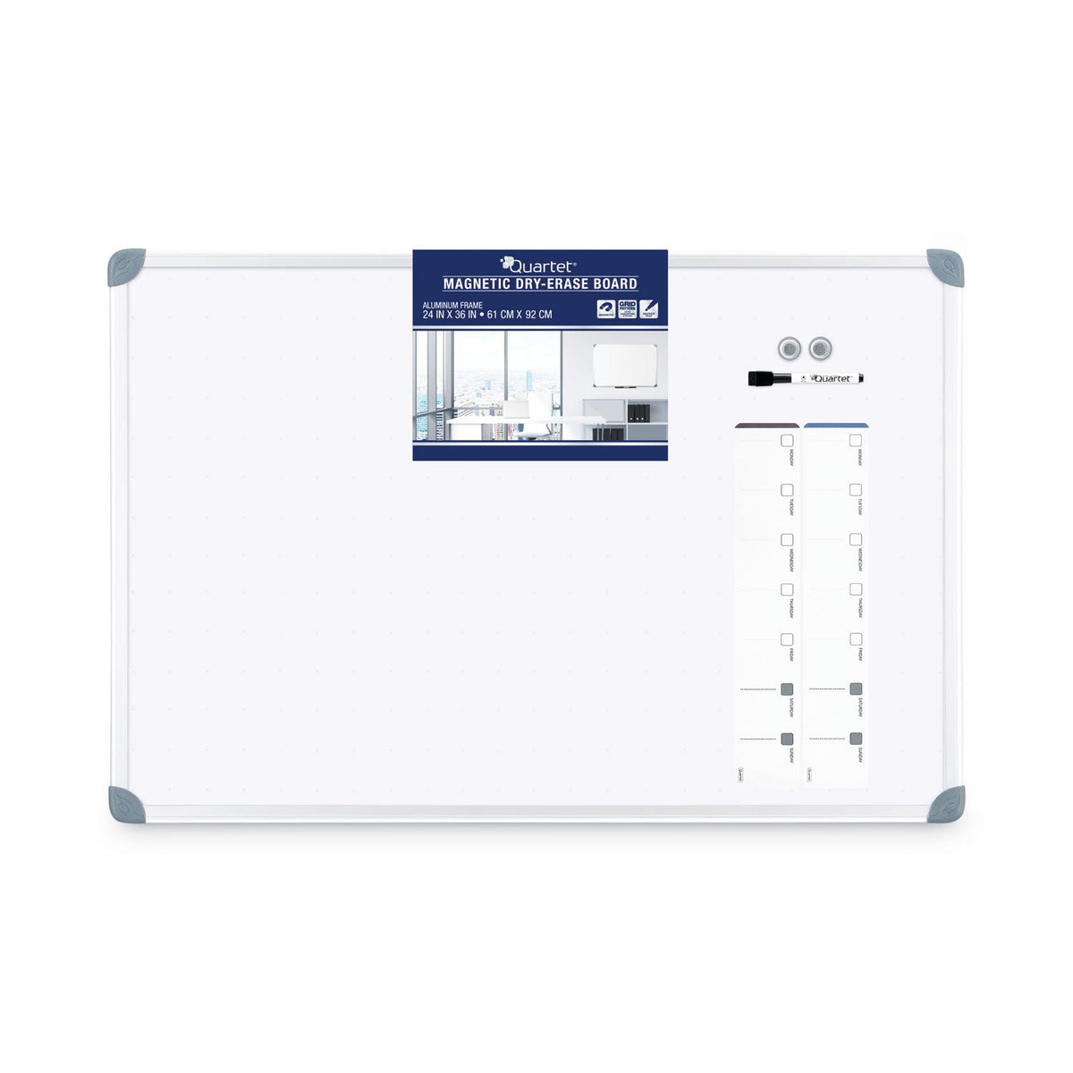 Quartet Euro-Style Magnetic Dry-Erase Aluminum Frame Boards, 36 x 24, Aluminum Frame